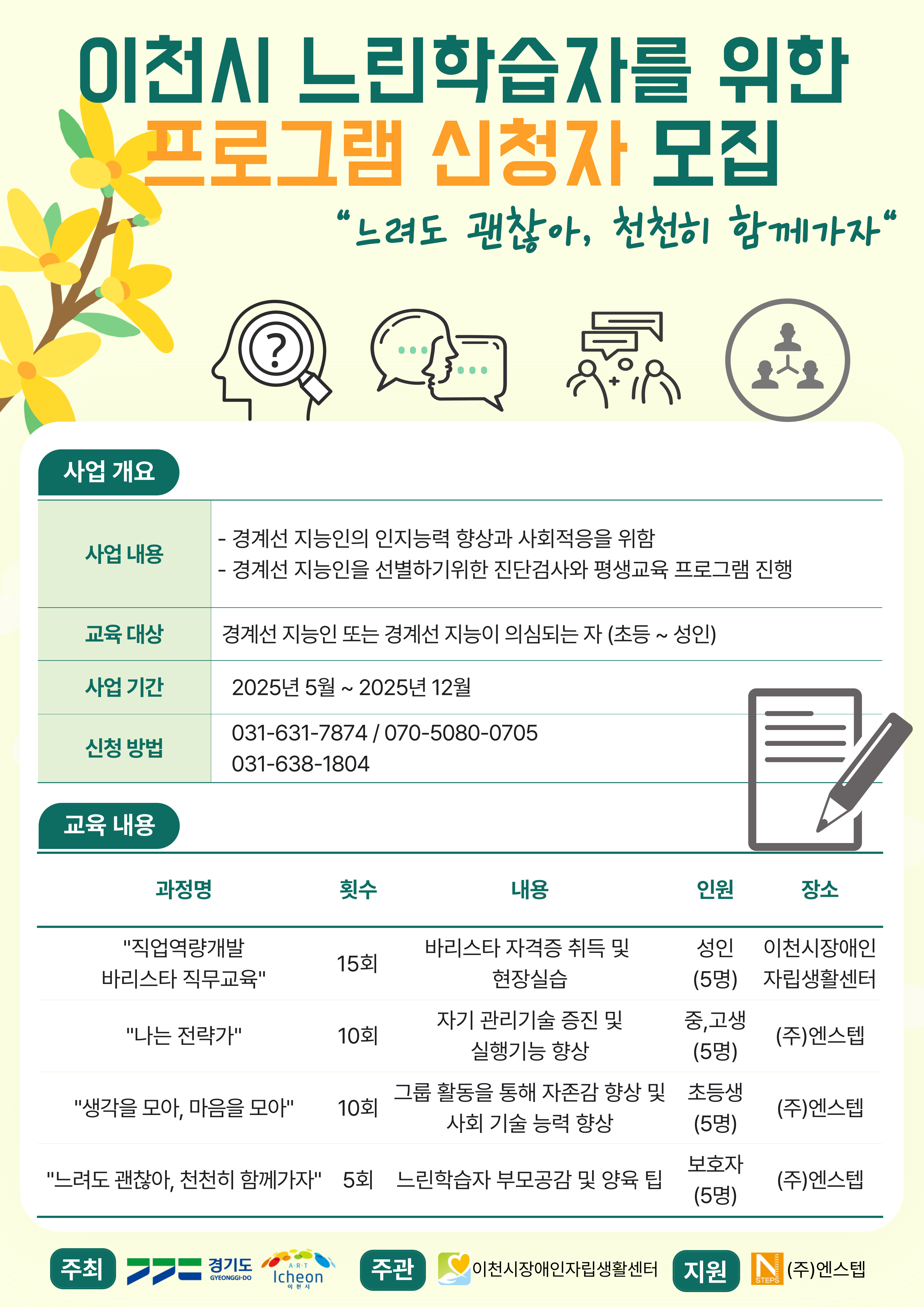 이천시, 느린학습자 평생교육 5월부터 시작