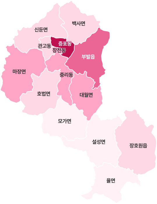 이천시 읍면동별 전출 지도