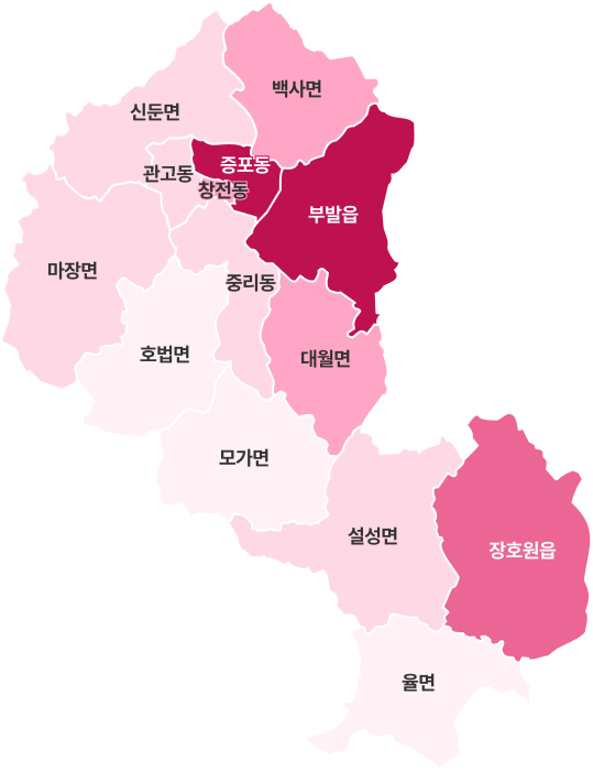 이천시 읍면동별 사망 지도